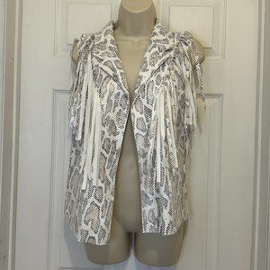 Vocal White Snakeskin Fringe Vest - STUNNER piece! Size M - NEW!